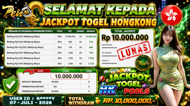 PEN4D – Kemenangan Jackpot Bukti Pembayaran Withdraw Hari Ini (07 JULI 2026) Oleh PEN4D