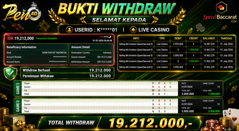 PEN4D – Kemenangan Jackpot Bukti Pembayaran Withdraw Hari Ini (01 JULI 2026) Oleh PEN4D