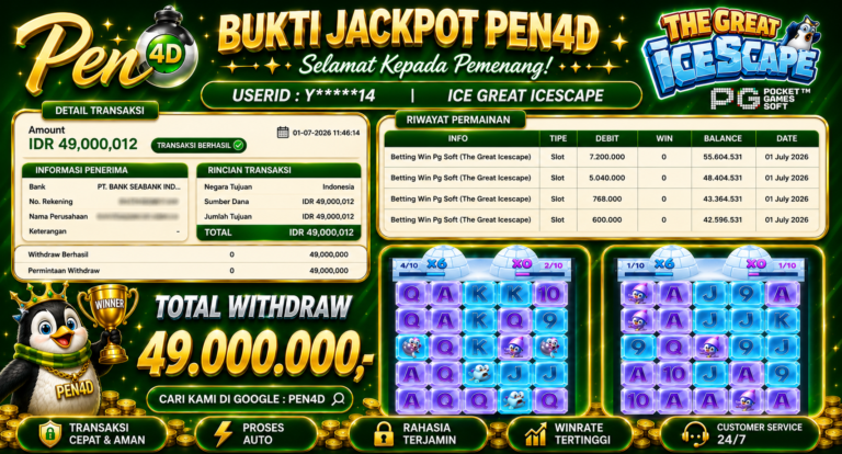 PEN4D – Kemenangan Jackpot Bukti Pembayaran Withdraw Hari Ini (01 JULI 2026) Oleh PEN4D