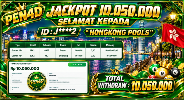 PEN4D – Kemenangan Jackpot Bukti Pembayaran Withdraw Hari Ini (04 OKTOBER 2026) Oleh PEN4D